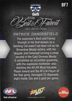 2017 Select Footy Stars - 2016 Best & Fairest #BF7 Patrick Dangerfield Back